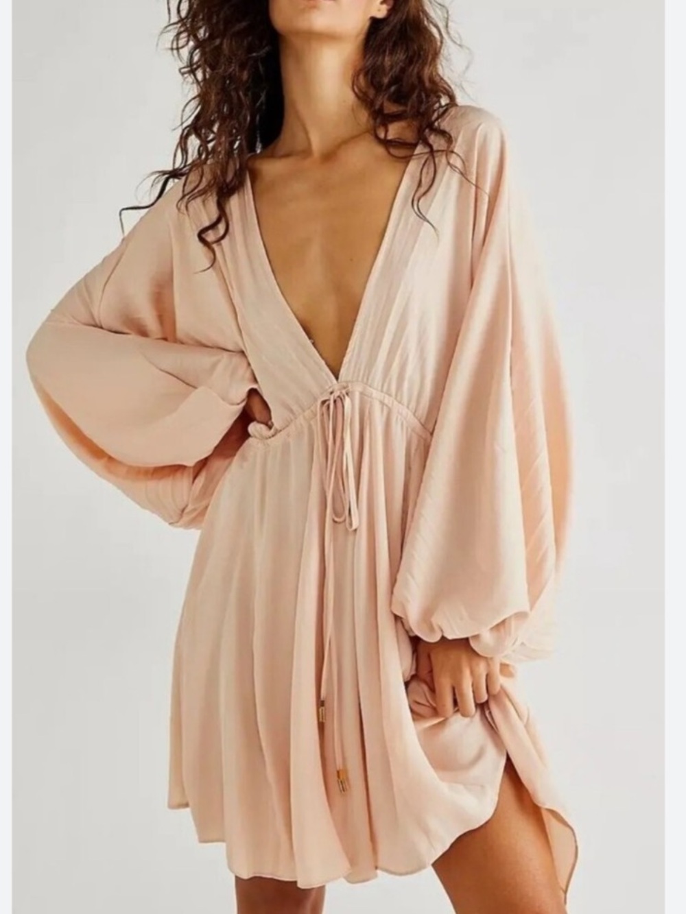 Free People Arzel Cream Blush Pink Flowy Kimono Dress